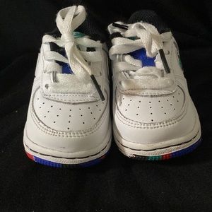 Toddler Nike Air Force One red, blue, green, black, and white
